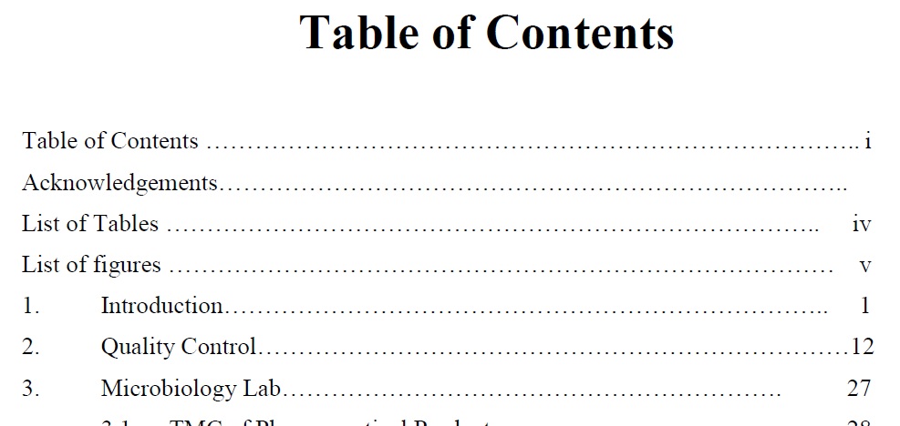 Table of Content